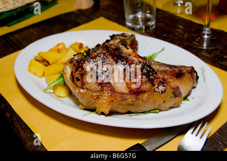 Bistecca alla Fiorentina. Cooked grilled T-bone steak. Stock Photo