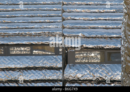 New artists studios designed by the Thomas Heatherwick Studio clad in crumpled stainless steel Aberystwyth Arts Centre Wales UK Stock Photo