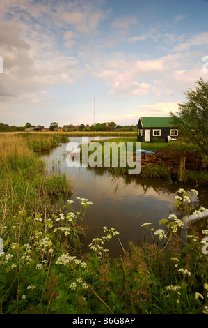 River Thurne Photographed at last light on the Norfolk Broads Stock Photo