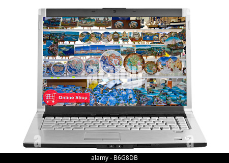 Online Shop on Computer screen Stock Photo