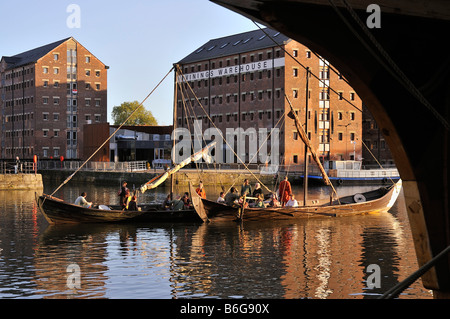 Viking Long Boats in Gloucester Docks Stock Photo