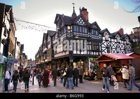 UK Cheshire Chester Northgate Street Christmas Continental Market Stock Photo