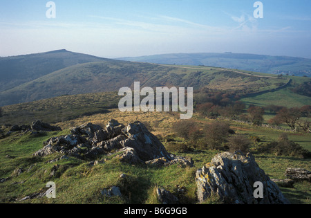 Wavering Down and Crook Peak in the Mendip Hills Somerset England Stock Photo