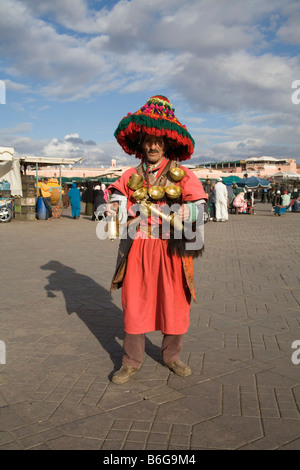 Marrakech Morocco North Africa December One of the colourfully dressed water carriers in Jemaa el Fna Stock Photo