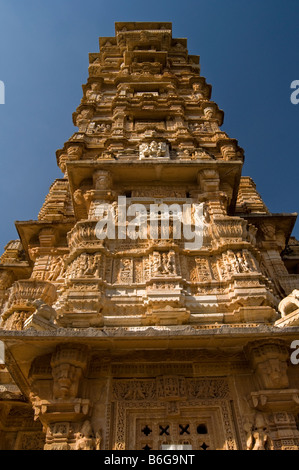 The Jaya Stambha - Tower of Victory. Fort Chittaurgarh. Rajasthan. India Stock Photo