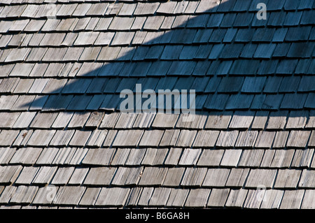 Shake shingle roof triangular shadow pattern Stock Photo