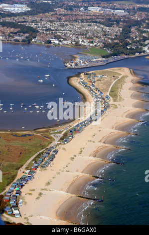 Mudeford Sandbank and Mudeford Quay at the entrance to Christchurch Harbour, Christchurch, Dorset, UK Stock Photo