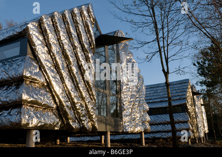 New artists studios designed by the Thomas Heatherwick Studio clad in crumpled stainless steel Aberystwyth Arts Centre Wales UK Stock Photo