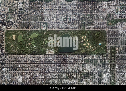aerial map above Central Park New York City Stock Photo