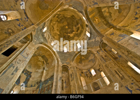 Lake Van's 10th century Armenian Church of the Holy Cross interior of dome with frescoes on Akdamar Island Stock Photo