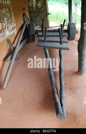 Bullock cart and Plough of Kota Tribal. Manav Sangrahalaya, Bhopal, Madhya Pradesh, India. Stock Photo