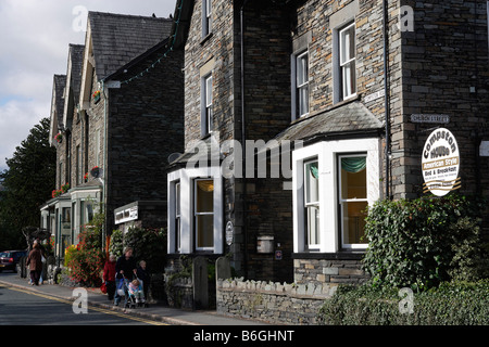 Ambleside 19th century town Compston Road typical buildings Lake District Cumbria UK Stock Photo