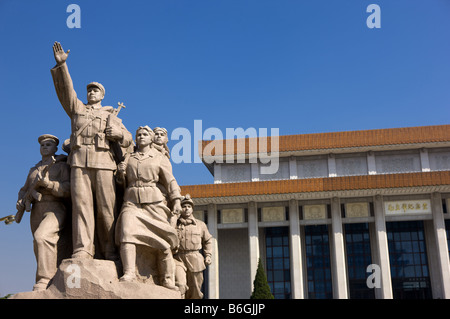 Statue in front of Tiananmen Square Stock Photo