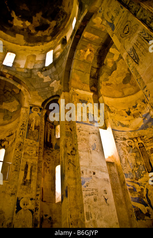 Lake Van's 10th century Armenian Church of the Holy Cross interior frescoes on Akdamar Island Stock Photo