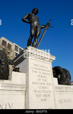 World War I memorial commemorating the dead heroes of the Machine Gun Corps Hyde Park Corner London Stock Photo