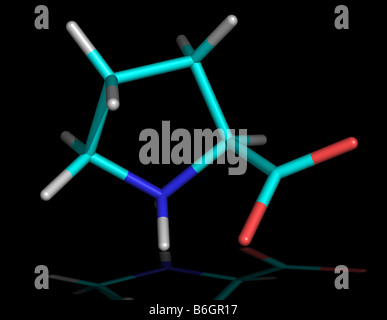 Molecule of Proline, Primary Building Block of Collagen Stock Photo