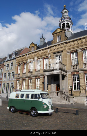 Classic VW bus at Roermond town hall Netherlands Stock Photo