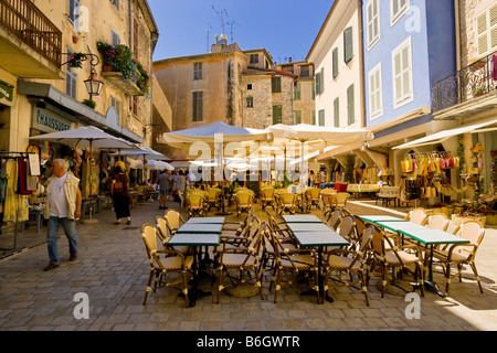Vence, Cote D'Azur, Provence, South of France old quarter market square with cafe bar in Provence, France Stock Photo