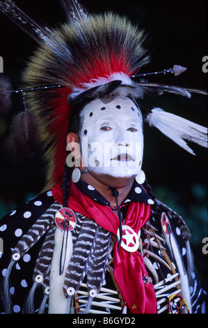 American Indian male of the Caddo Nation in white face portrait MR Stock Photo