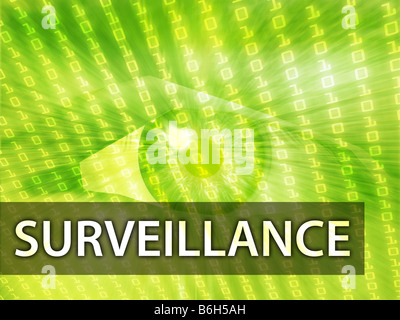 Surveillance illustration eye over digital data information Stock Photo