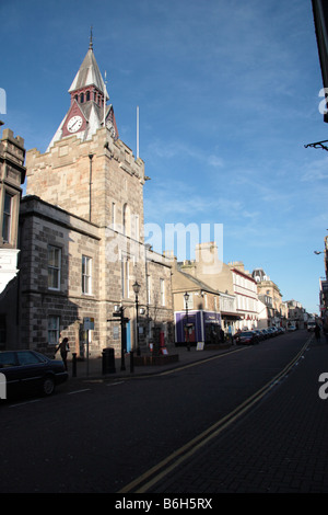 The courthouse and Main St Nairn Invernesshire Highland Scotland Stock Photo