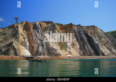 Multi-coloured cliffs at Alum Bay, Isle of Wight, England, UK Stock Photo