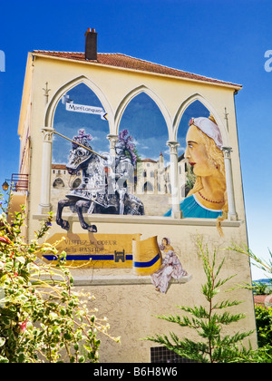 Mural painted on side of a house wall in Monflanquin Lot et Garonne Southwest France Europe Stock Photo