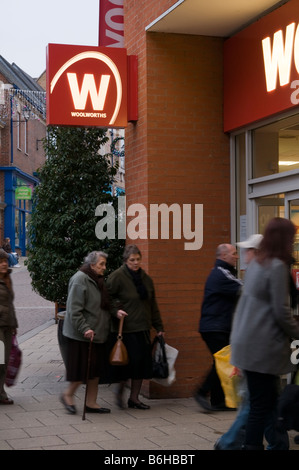 People going into Woolworths shop front Chesterfield Store Derbyshire England UK Stock Photo