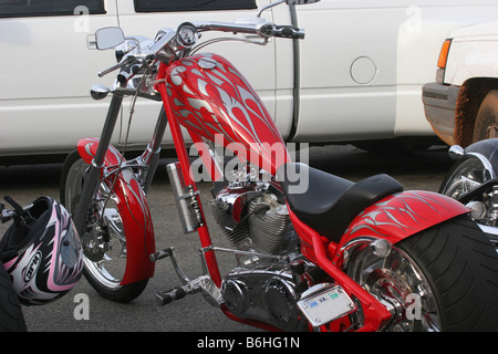 Close up of customized motorcycle Stock Photo