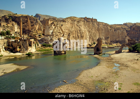 Hasankeyf, ancient city ruins on Tigris River in Batman province, to be flooded by reservoir Stock Photo
