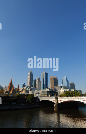 Melbourne's skyline as viewed from South Bank Stock Photo