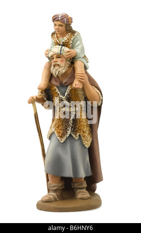 Nativity figures Shepherd with children Stock Photo