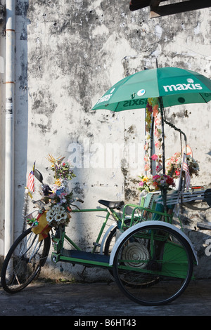 Colourful Tricycle In Alleyway, Melaka Stock Photo