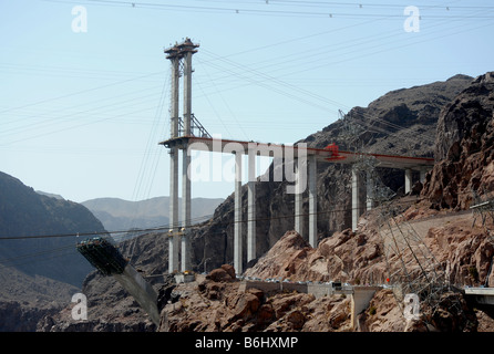 Hoover Dam - construction on the Colorado River Bridge section of the Hoover Dam Bypass Project Stock Photo