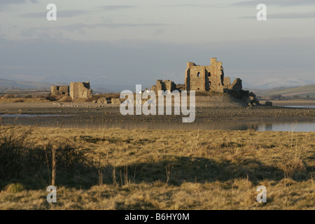 Piel Castle on Piel Island from Walney Island Cumbria Stock Photo