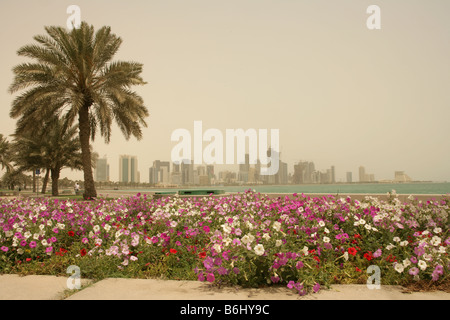 Urban scenery along the Corniche, Doha, Qatar. Stock Photo
