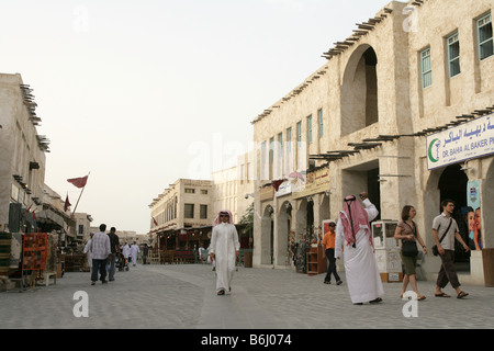 Scene of the Souq Waqif market in Doha, Qatar.