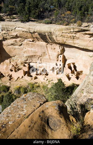 Square Tower House, Mesa Verde National Park in Colorado, USA Stock Photo