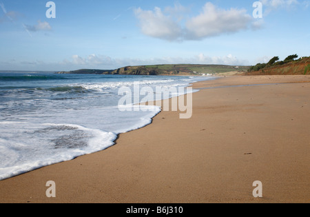 White water on the beach in Praa sands Cornwall, UK Stock Photo