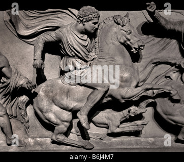 Alexander Sarcophagus. 4th century BC. Long side depicting Alexander ...