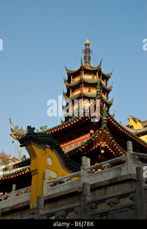 Zhenjiang Buddhist Temple monastery pagoda on jinshan Golden Hill Stock Photo