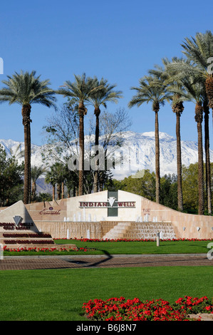 Entrance to Indian Wells Golf resort near Palm Springs California Stock Photo