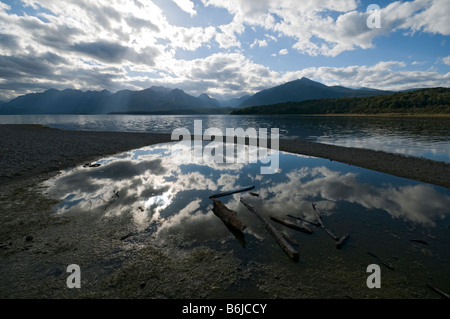 Lake Manapouri from Shallow Bay, Kepler Track, South Island, New Zealand Stock Photo