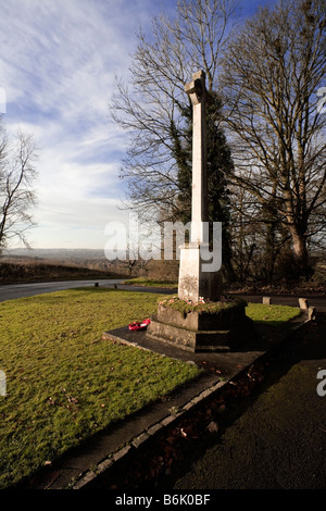 Poppies on crosses commemorating dead soldiers on remembrance day in an English churchyard Stock Photo