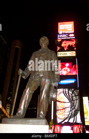 George M Cohan Statue in Time Square at night Manhattan New York City New York USA Stock Photo