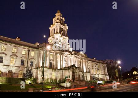 UK England Cheshire Stockport Town Hall at night Stock Photo