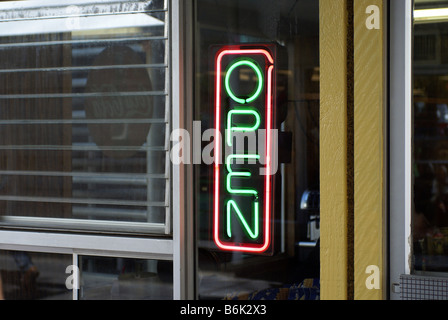 Neon Open Sign Stock Photo
