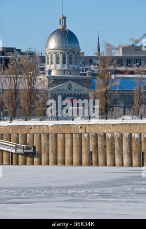 Bonsecours Market famous building in Old Montreal Quebec canada with The St Lawrence river in the foreground Stock Photo