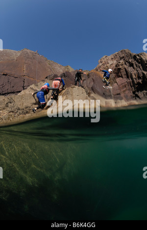 Coasteering St Non's Bay Pembrokeshire Wales UK Europe Stock Photo