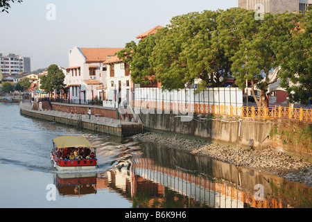 Tour Boat Cruising On Melaka River Stock Photo